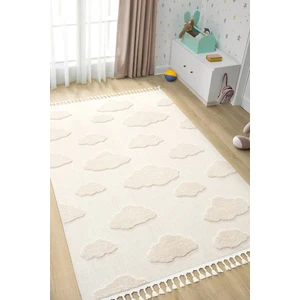 Bulut Desenli Krem Renk Dokuma Halı Bebek Odası Çocuk Odası Halısı 1