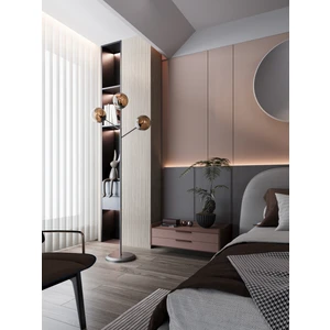 Loreva 3'lü Bal Cam Küre Lambader - Siyah Metal Gövdeli Modern Yer Lambası