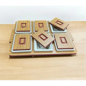 Bambu Tepsili Porselen Kahvaltılık (32 cm X 2cm X  5cm)