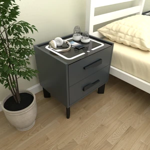 Diamond Antrasit Ledli Şarj Üniteli Komodin