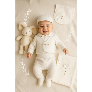 Ozz Baby 0-3 Ay Erkek Bebek Yeni Doğan Waffle 7'li Battaniyeli Alt Üst Takım Hastane Çıkışı Seti