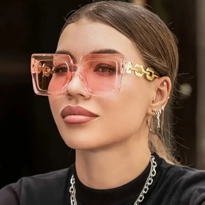 Kadın Büyük Kare Moda Gözlüğü Pembe