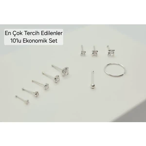 Set 925 Ayar Gümüş ( 10'lu Ekonomik ) Zirkon Taşlı Hızma Seti