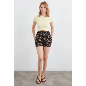 Basic Çiçekli Beli Lastikli Şort