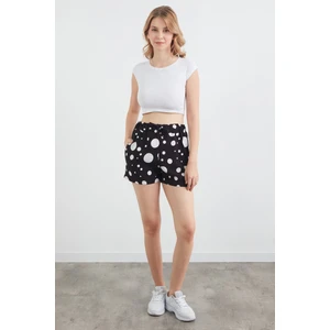 Basic Puantiye Desenli Beli Lastikli Şort
