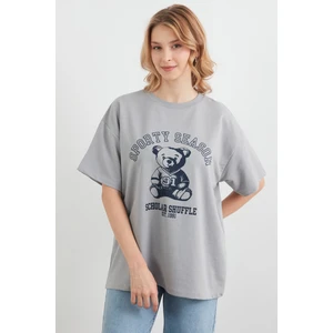 Ayıcık Baskılı Oversize Tişört