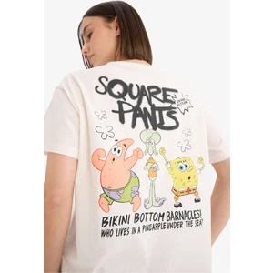 SpongeBob Oversize Geniş Kalıp Sırt Baskılı Kısa Kollu Tişört E9848AX25AU