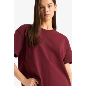 Oversize Geniş Kalıp Bisiklet Yaka Basic Düz Kısa Kollu Tişört