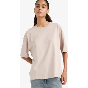 Oversize Geniş Kalıp Bisiklet Yaka Basic Düz Penye Kısa Kollu Tişört C0099AX25AU