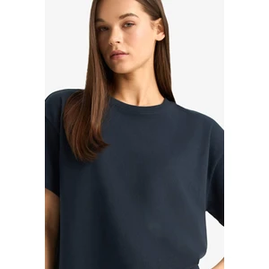 Oversize Geniş Kalıp Bisiklet Yaka Basic Düz Kısa Kollu Tişört E4935AX25AU