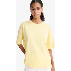 Oversize Geniş Kalıp Bisiklet Yaka Basic Düz Penye Kısa Kollu Tişört C0099AX25AU