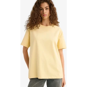 Oversize Geniş Kalıp Bisiklet Yaka Basic Düz Kısa Kollu Tişört E4935AX25AU