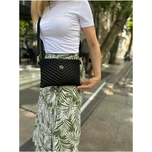 Kadın Siyah Renkli Saten Kumaş Ayarlanabilir Çapraz ve El Askılı Portföy, Clutch Çanta