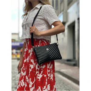 Kadın Suni Deri Ayarlanabilir Çapraz ve El Askılı Siyah Mat Portföy, Clutch Çanta