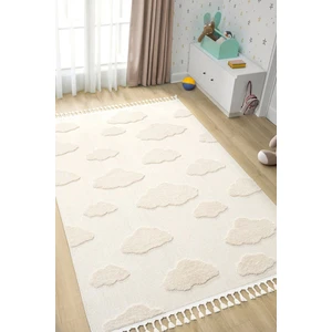 Bulut Desenli Krem Renk Dokuma Halı Bebek Odası Çocuk Odası Halısı 1