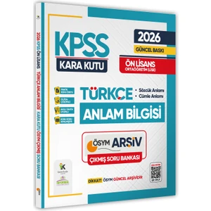 Karakutu Yayınları 2026 Kpss Önlisans/ortaöğretim Türkçenin Kara Kutusu Anlam Bilgisi Ösym Çıkmış Çözümlü Soru Bankası