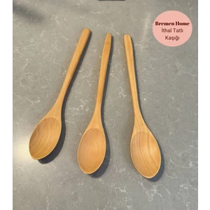 3lü Ithal Ahşap Kaşık, Lüks Tahta Tatlı Kaşığı 20 cm
