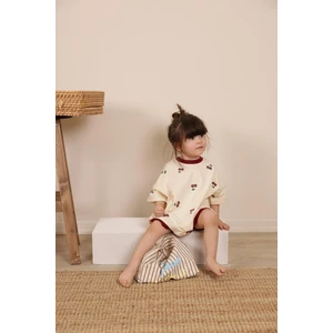 Kiraz Baskılı Oversize Tulum