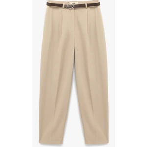 Cepli Pile Detaylı Kemerli Kumaş Cigarette Pantolon