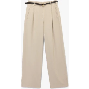 Kemer Detaylı Pileli Cepli Yüksek Bel Palazzo Pantolon