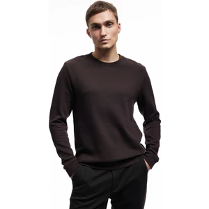 Pamuklu Uzun Kollu Dokulu Basic Bisiklet Yaka Sweatshirt