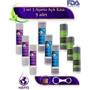 Tüm Açık Kasa Su Arıtma ve Ihlas Cebilion Compact Uyumlu (ÇİFT KARBON ) 1.5 Yıllık Ön Filtre Seti