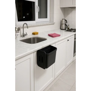 Antrasit - 7 L Kapaklı Dolap Içi Askılı Mutfak Çöp Kovası