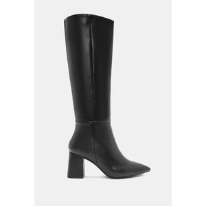 Be Style Lopez Kadın Siyah Sivri Burun Kalın Topuklu Çizme