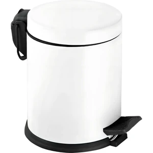 Beyaz Renkli Paslanmaz Pedallı Çöp Kovası Beyaz 5 Lt
