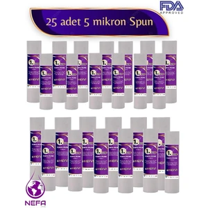 Su Arıtma 10'' 5 Micron 1. Aşama Spun Filtre (25 Adet)