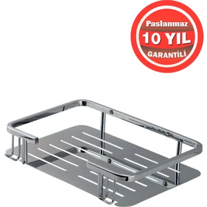 Çelik Banyo Paslanmaz Pirinç Lidya Tekli  Şampuanlık Süngerlik Köşelik 15X22 cm