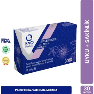 Evopharma Passiflora Valerian Melissa Kapsül Takviye Edici Gıda 30 kapsül