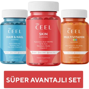 Vita Ceel 3'lü Cilt , Saç&Tırnak ve Çocuk Gummy Vegan Çiğnenebilir Vitamin