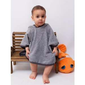 Organik Pamuk Kapşonlu Plaj Çocuk Bebek Panço Bornoz Banyo Havlu Kapüşonlu 2-4 yaş Panço Boy 50cm En 60cm