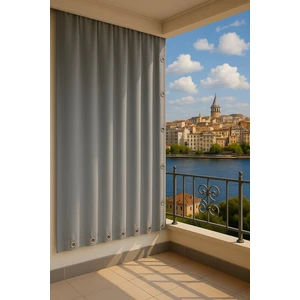 Gencer Home Balkon Perdesi Kuş Gözü Ölçü Seçenekli Gri