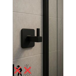 Siyah Kare Yapışkanlı Metal Tekli Kanca Bornoz Banyo Askısı