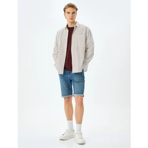 Katlamalı Paça Bermuda Slim Fit Jean Şort