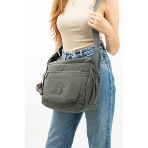 Unısex Suya Dayanıklı Krinkıl Kumaş Çok Gözlü Çapraz Koyu Gri Renkli Okul Seyahat ve Omuz Çantası