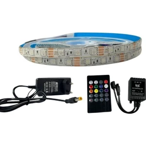 Müzik Modlu Ir Kumandalı Rgb Şerit LED Set 5050 Ledli 3çipli 5metre Silikonlu