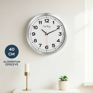 Orbit Krom Renk Çerçeveli 40 cm Saat