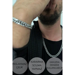 Küba Zincir Kalın Model Çelik Zincir Kolye | Karma Serisi