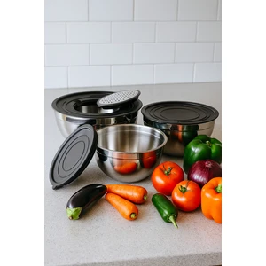 Serenk Modernist Rendeli Çelik Karıştırma ve Saklama Kabı Seti 16-20-24 cm