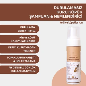 Kahu Naturals Kuru Köpük Şampuan ve Nemlendirici, Durulamasız, Kolay Tarama, Organik Içerikli, 200 ml