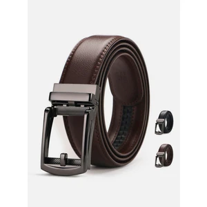 Kahverengi Otomatik Tokalı Takım Elbıse Deliksiz Klasik Erkek Kemeri