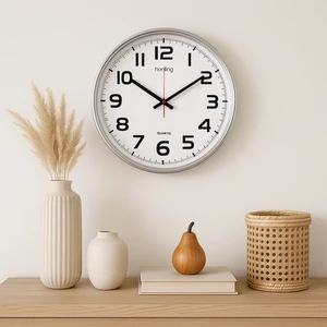 Krom Renk Çerçeveli Duvar Saati 28 cm 241865