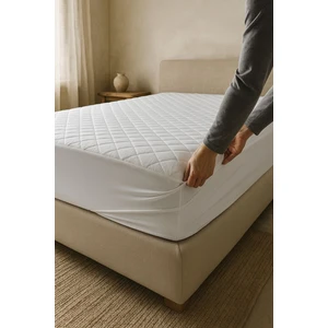 Nart Home Yatak Alezi Pamuklu Kapitone Fitted Full Kenar Yatak Koruyucu Beyaz