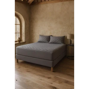 Nart Home Yatak ve Yastık Alezi Seti Pamuklu Kapitone Fitted Full Kenar Yatak Koruyucu Gri
