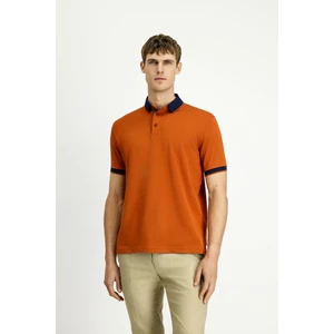 Polo Yaka Regular Fit Desenli Pamuklu Tişört