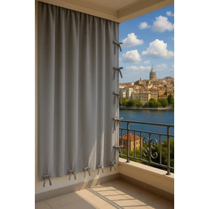 Gencer Home Balkon Perdesi Bağcıklı Ölçü Seçenekli Gri