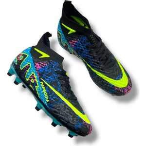 Çoraplı Krampon Siyah Turkuaz Sarı Desenli